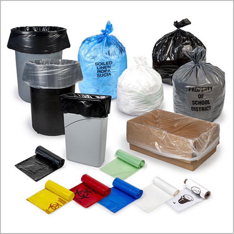 Custom poly can liners, food bags and trash bags to your specs!